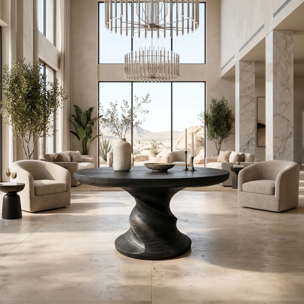 Contemporary Center Table With Flowing Curved Design For Foyer And Hallway - view 3