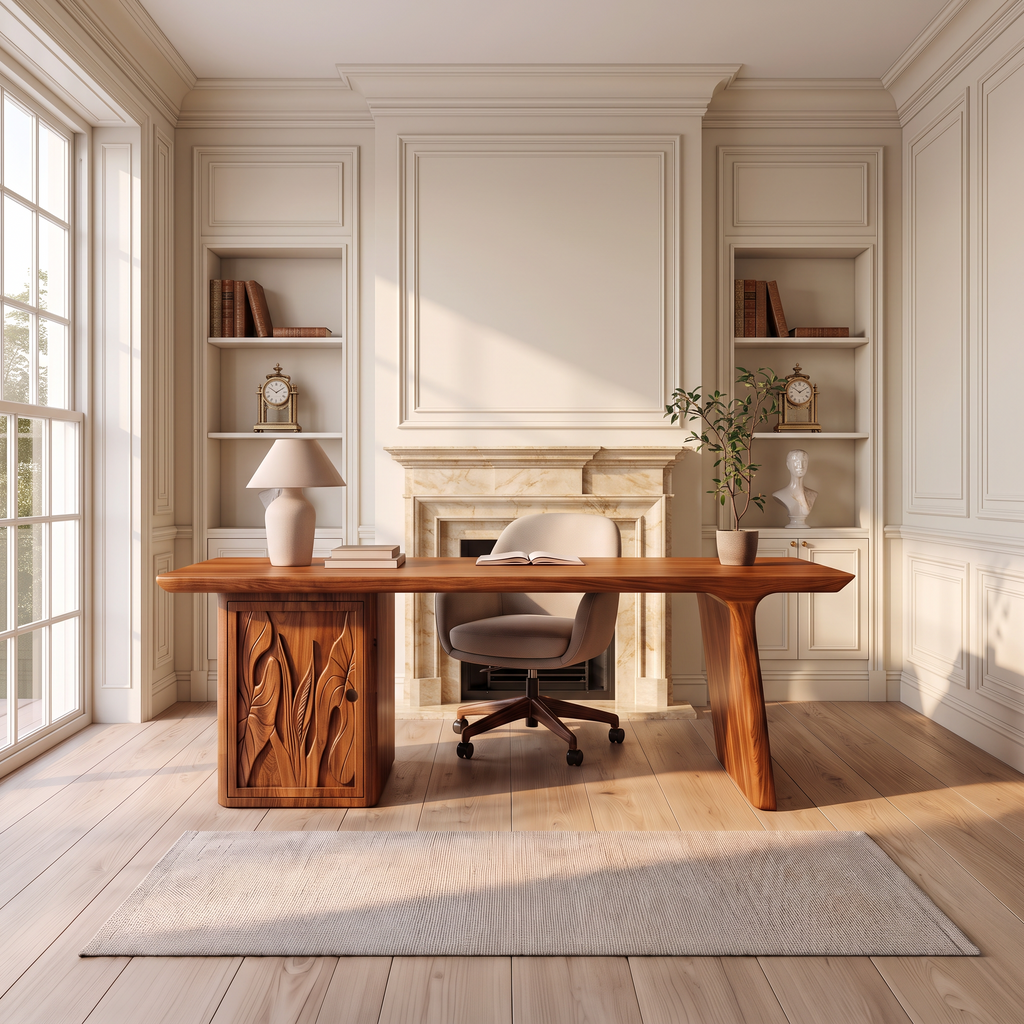 Contemporary Executive Desk With Side Storage Cabinet For Home Office - view 3