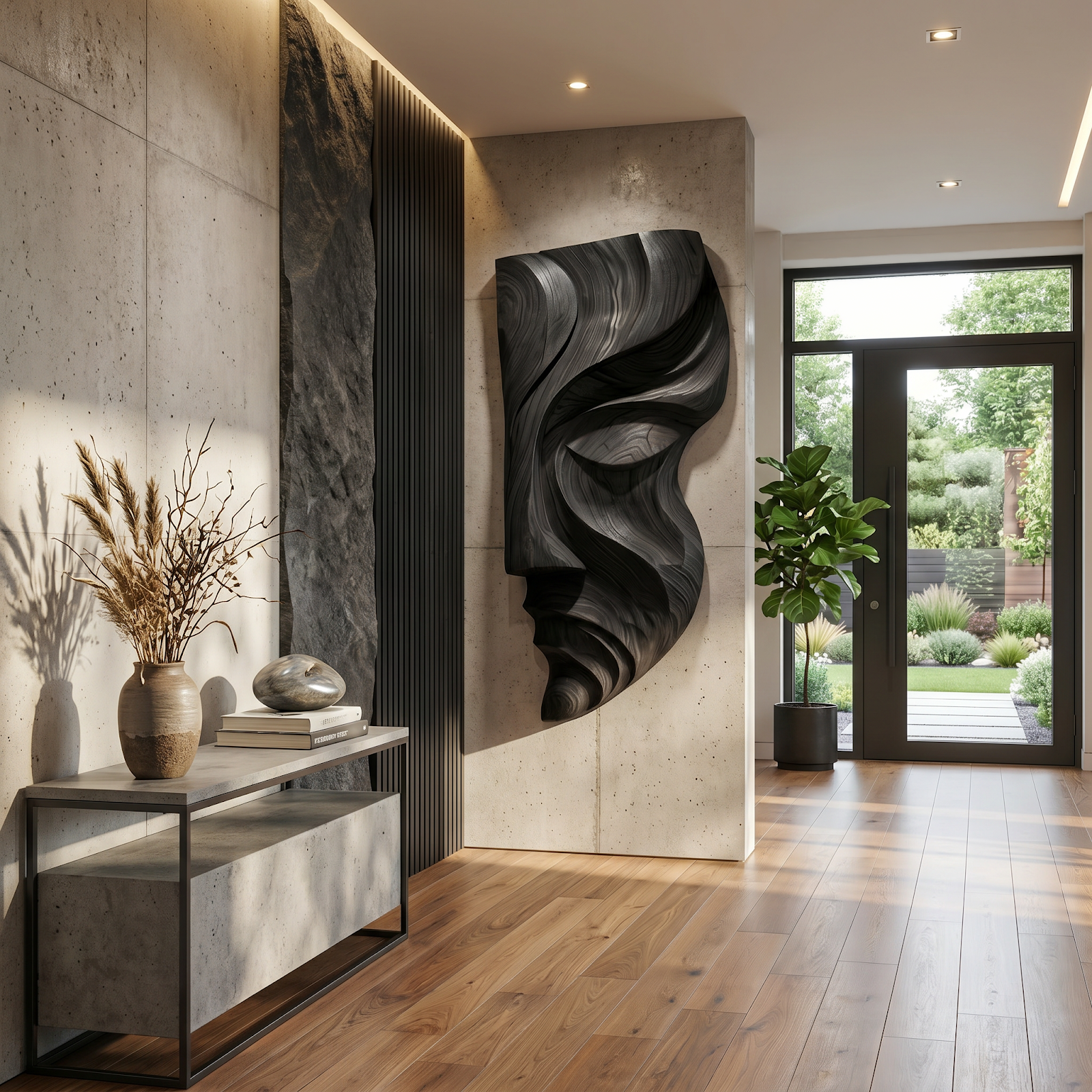 Contemporary Abstract Face Wooden Wall Art Hand Carved For Home