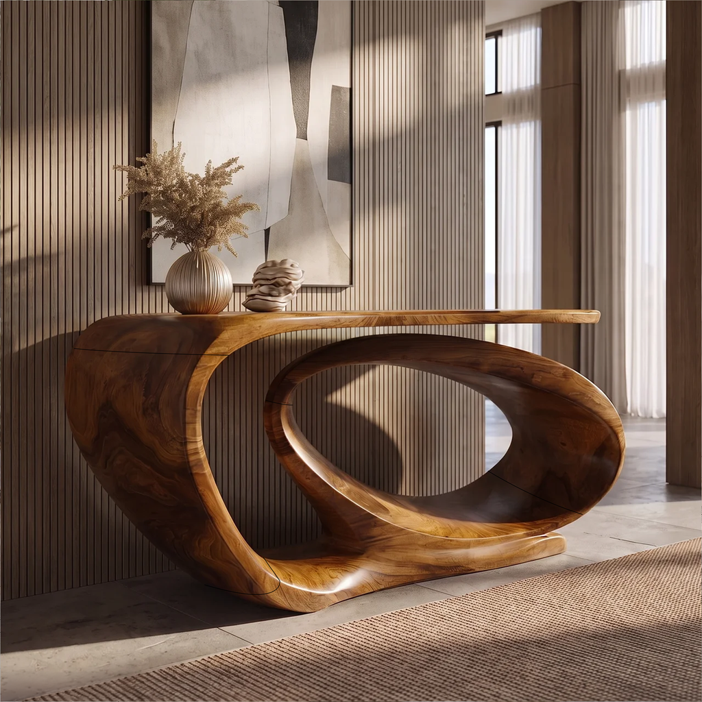 Console Table Sculptural Open Loop Base For Entryway Foyer Hallway - view 3
