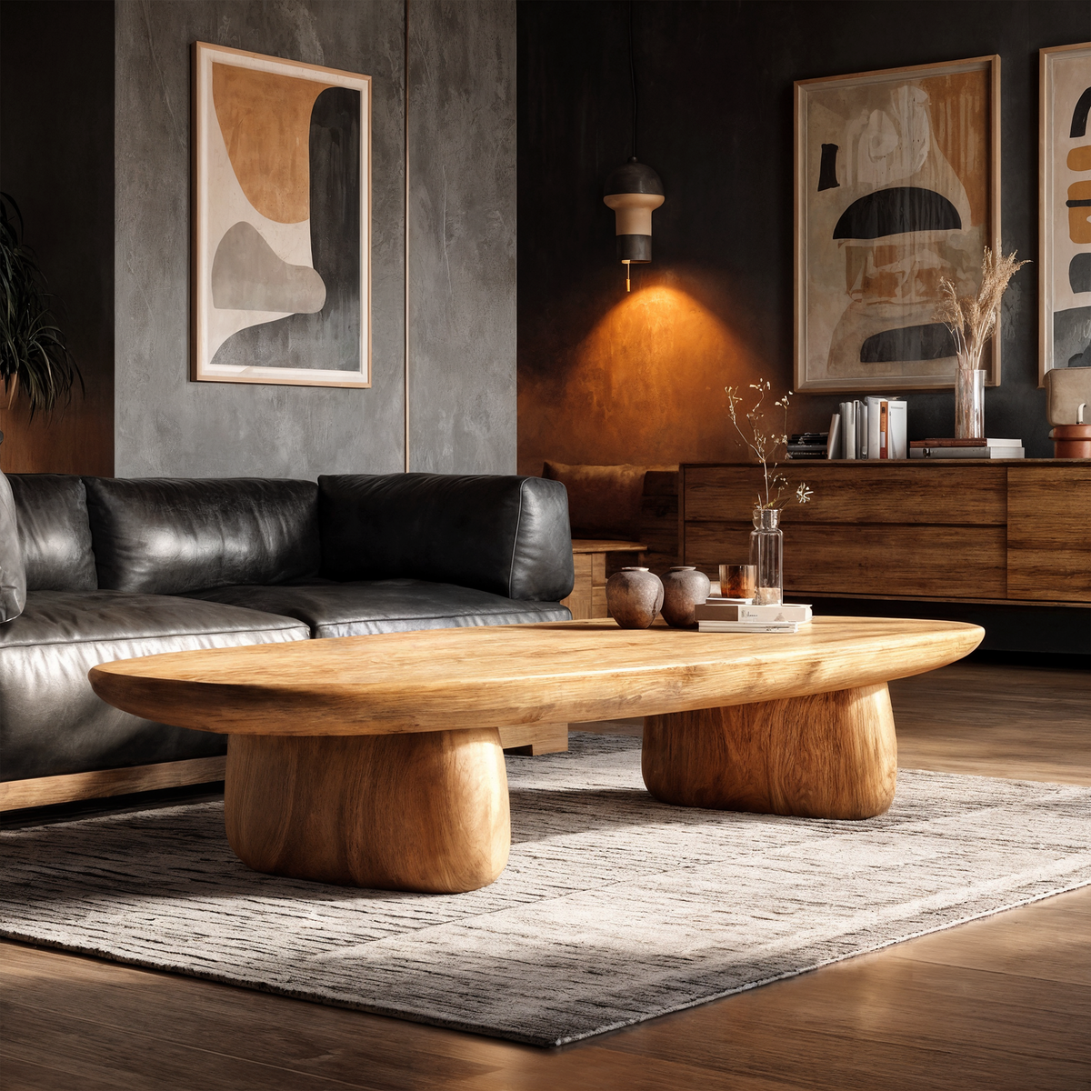 Contemporary Coffee Table With Artistic Column Form For Living Room And Lounge - view 3