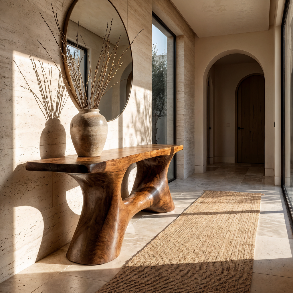Contemporary Organic Void Base Console Table Entryway Hallway Living Room - view 3