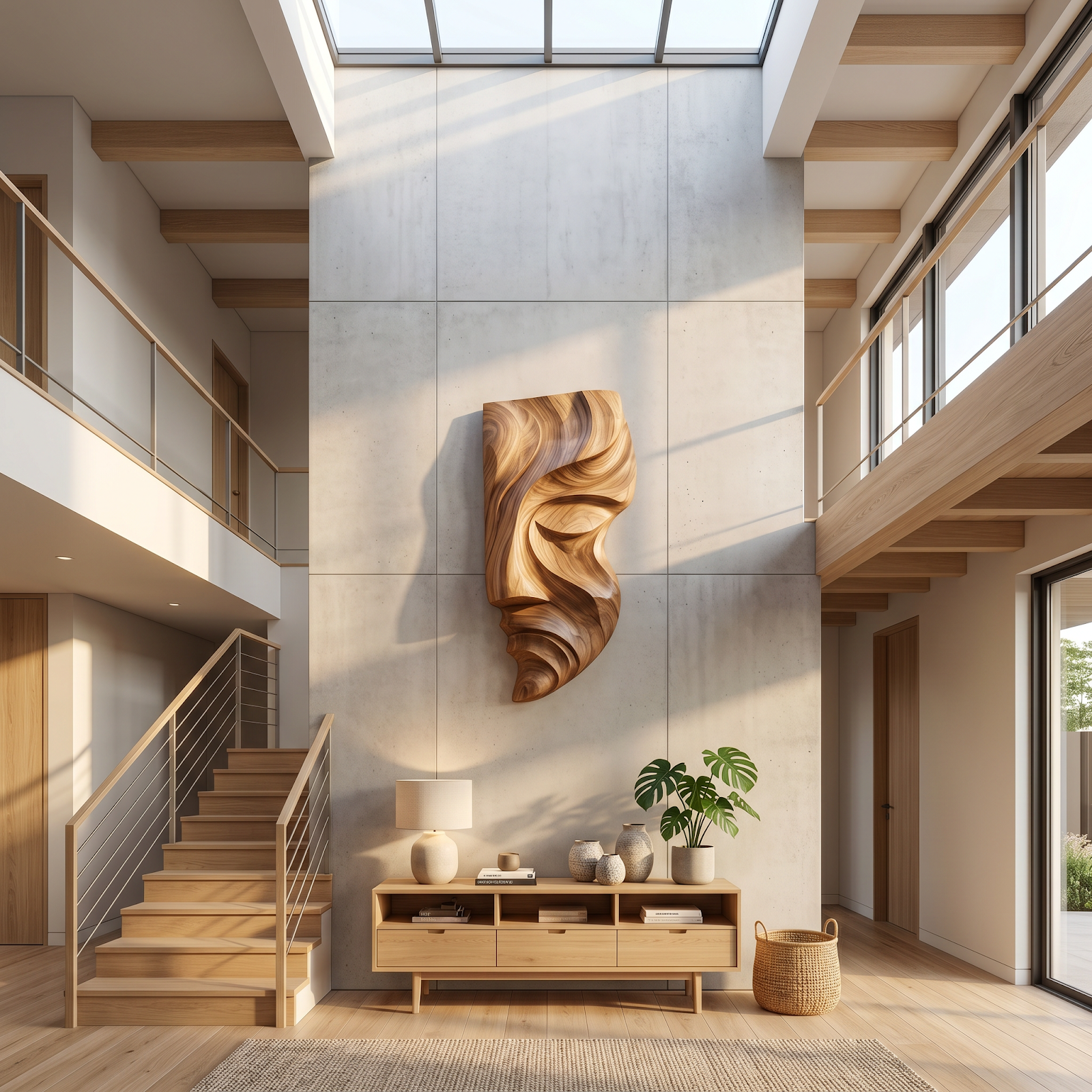 Contemporary Abstract Face Wooden Wall Art Hand Carved For Home