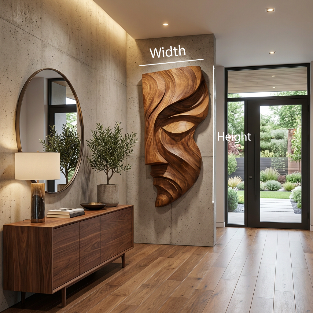 Contemporary Abstract Face Wooden Wall Art Hand Carved For Home