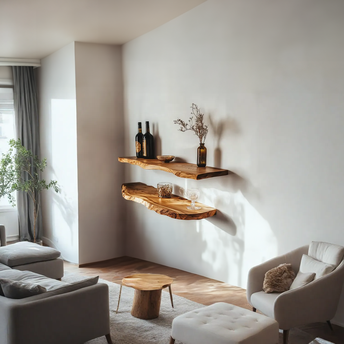 Custom Floating Shelves Solid Wood Decor Home Gift - view 2