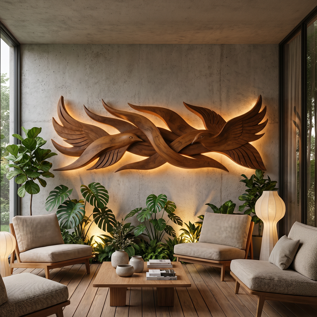 Contemporary Organic Wall Decor For Stair Landing Space