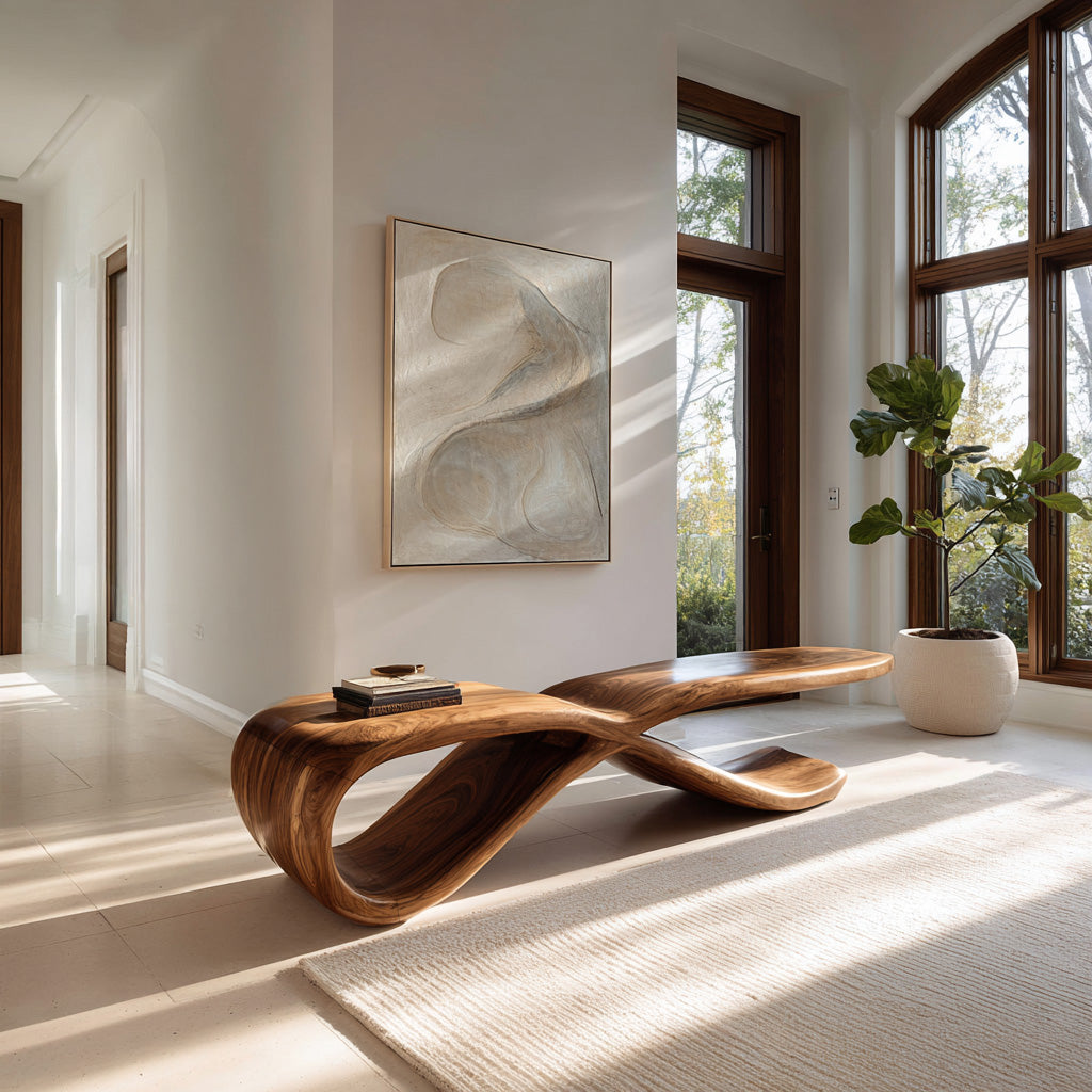Contemporary Sculptural Wooden Bench For Hallway - view 3