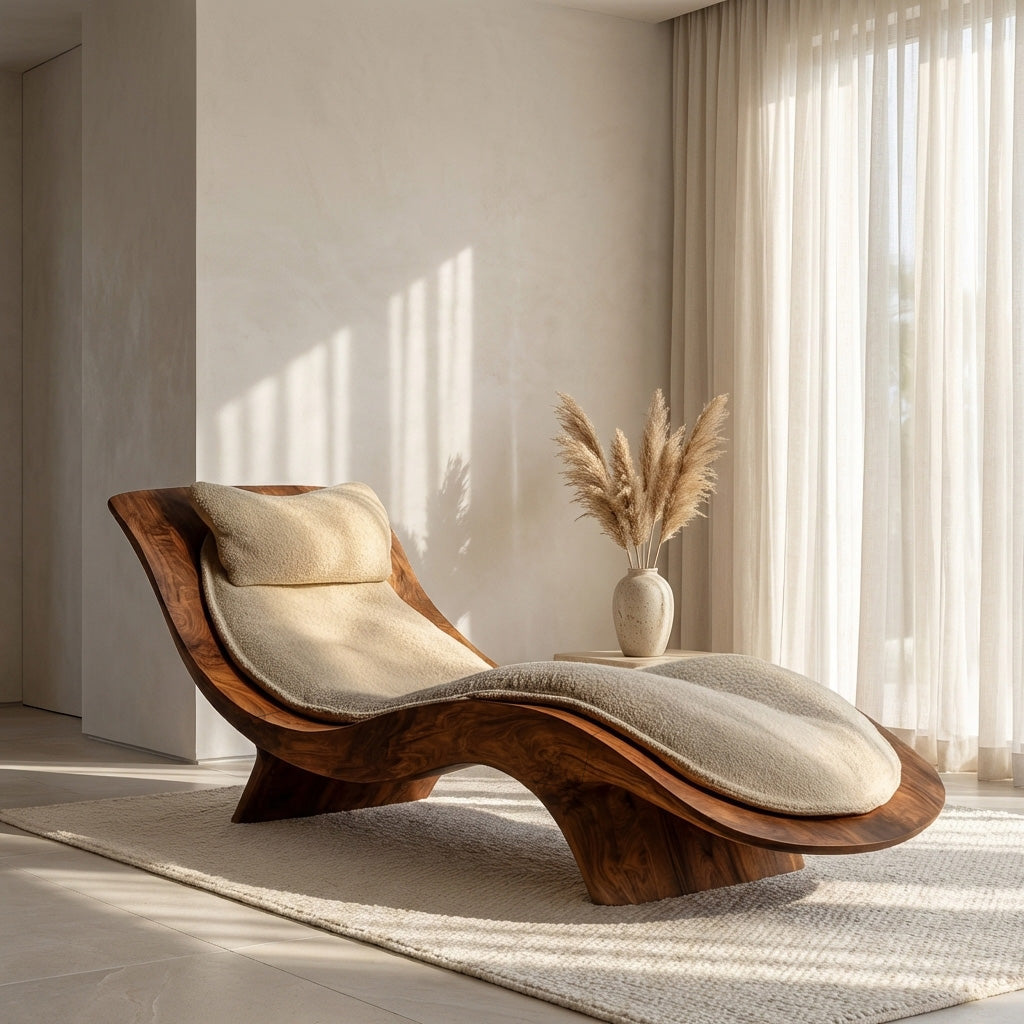 Contemporary Natural Wood Lounge Chair For Living Room