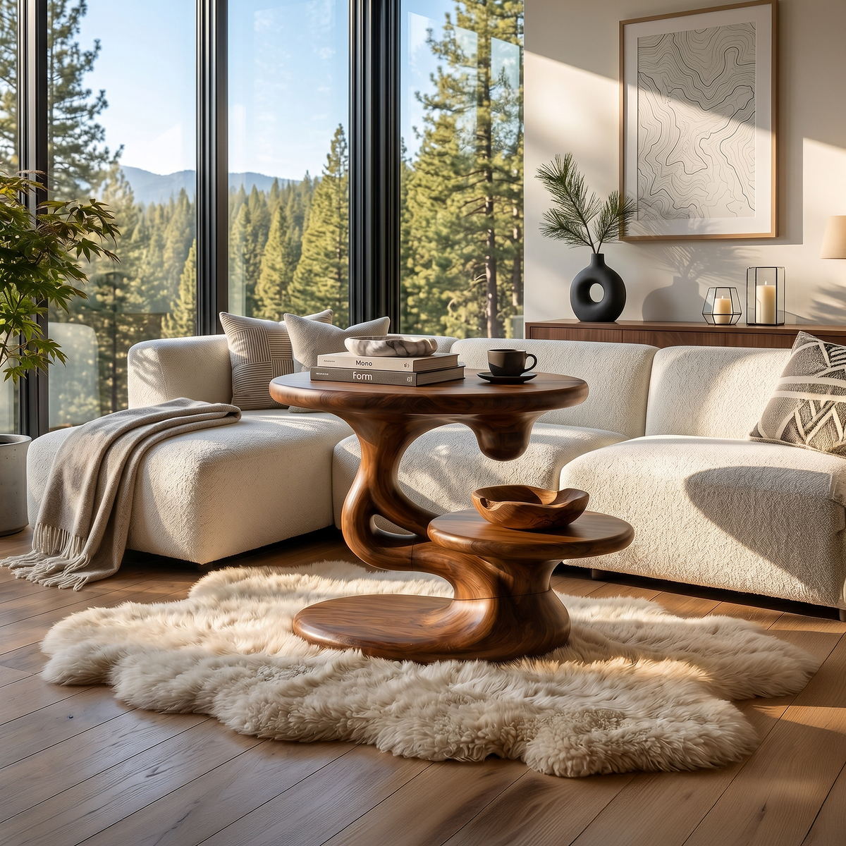 Contemporary Floating Side Table Mountain Retreat