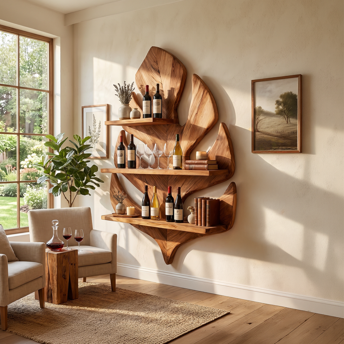 Boho Wall Wine Rack For Living Space Wine Arrangement
