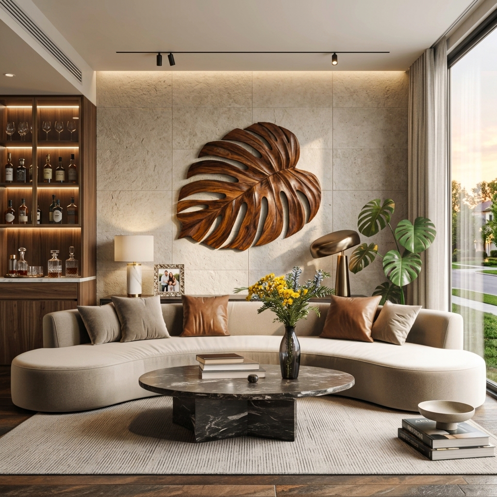 Artistic Wooden Leaf Wall Art For Living Room