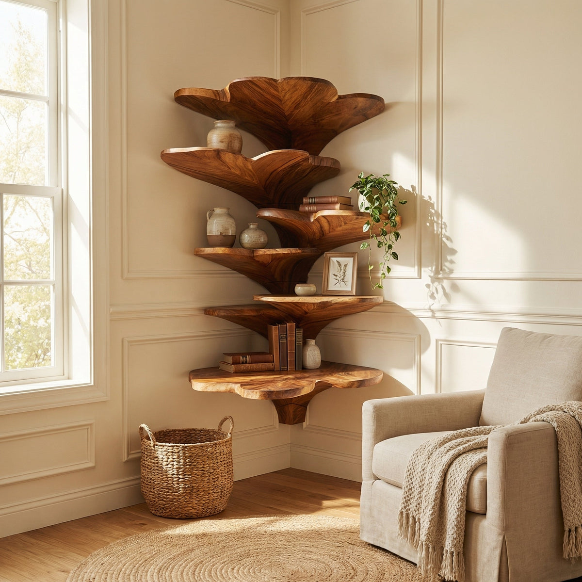 Boho Leaf Shape Corner Shelf Nursery Wall Decor Display