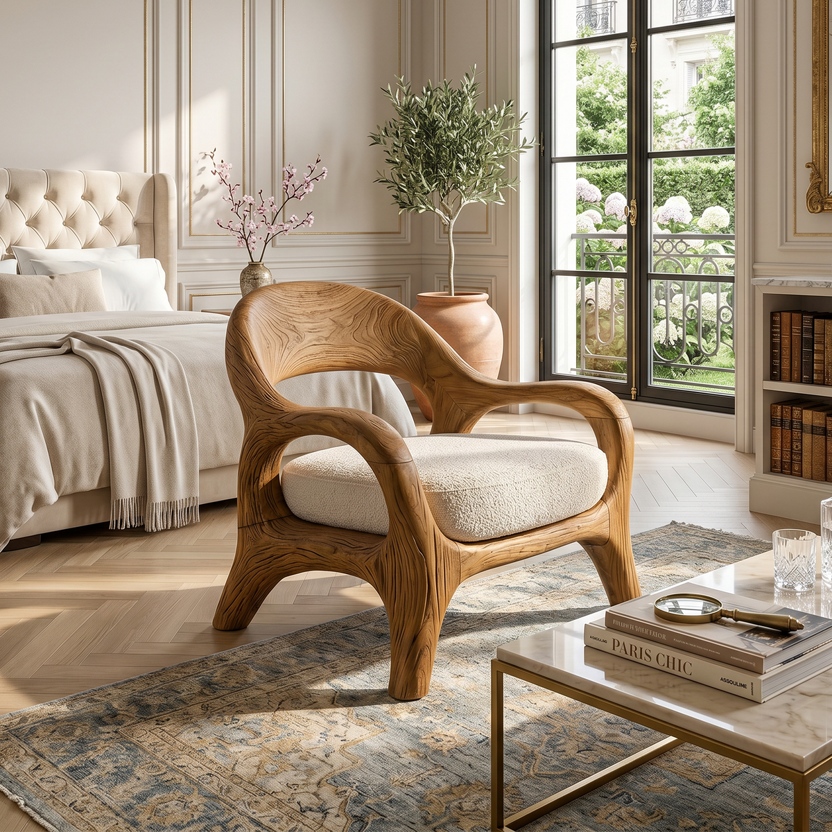 Biophilic Sculptural Accent Chair Conservatory Sunroom