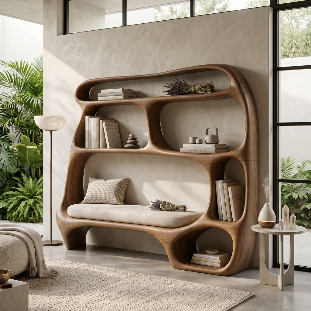Contemporary Organic Bookshelf For Modern Living Room