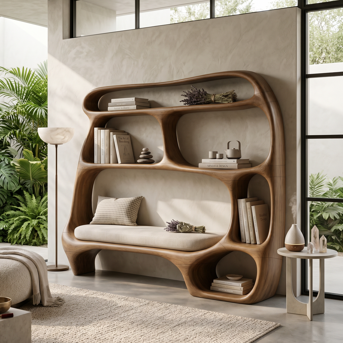 Contemporary Organic Bookshelf For Modern Living Room