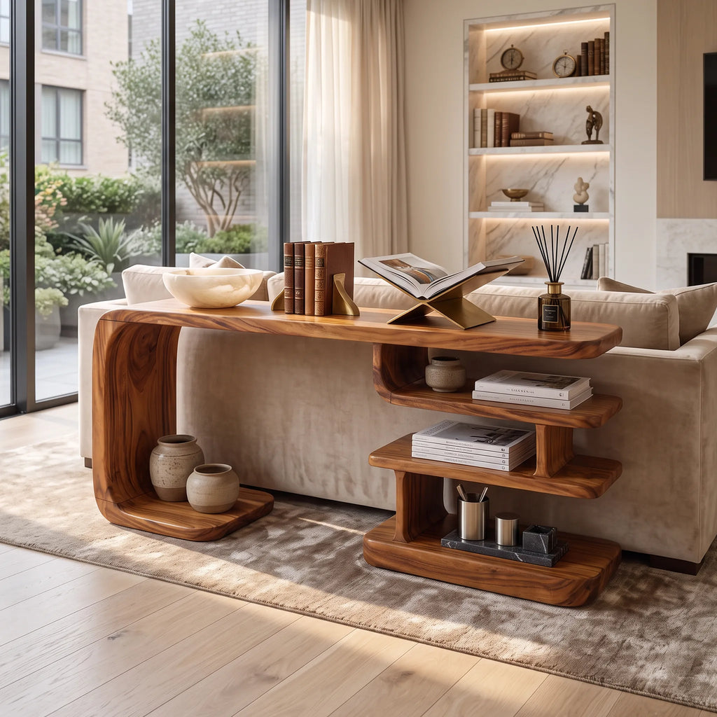 Contemporary Layered Shelf Console For Living Room