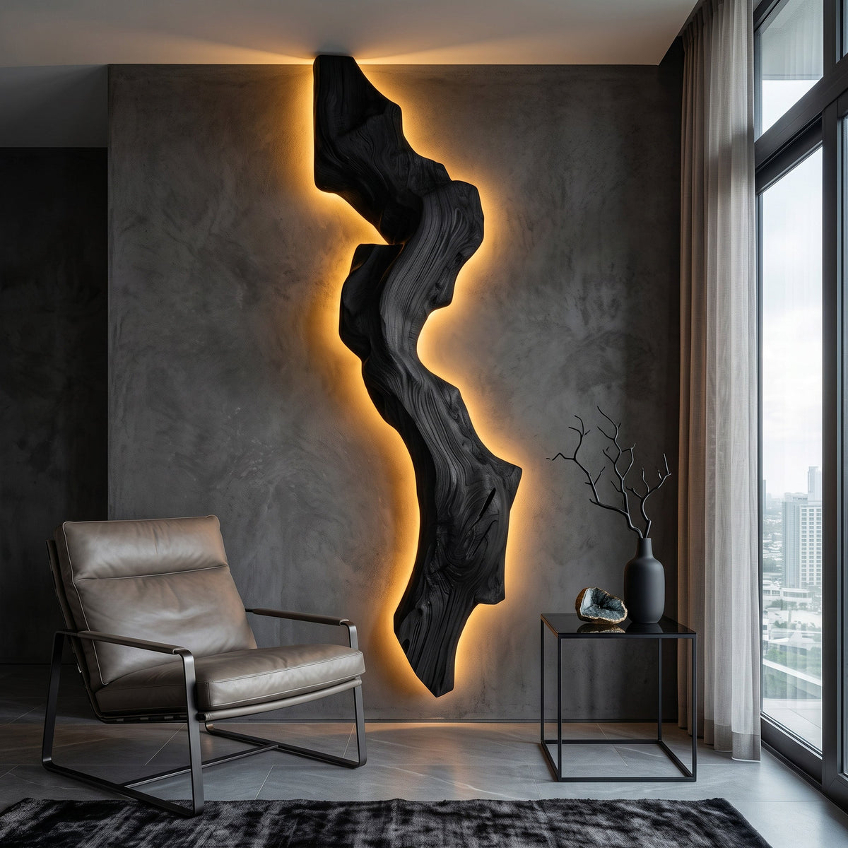 Abstract Live Edge Wall Lamp For Bedroom