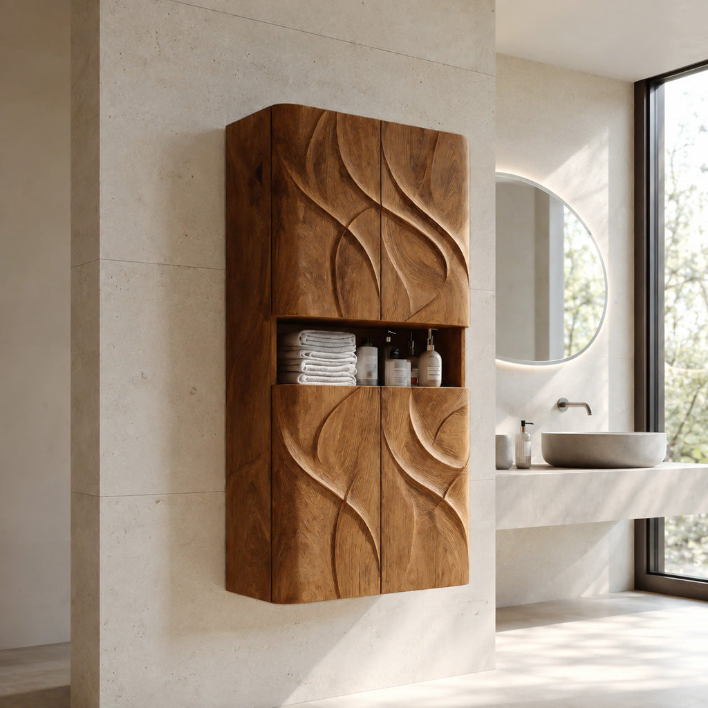 Contemporary Bathroom Cabinet With Door Waves For Bathroom