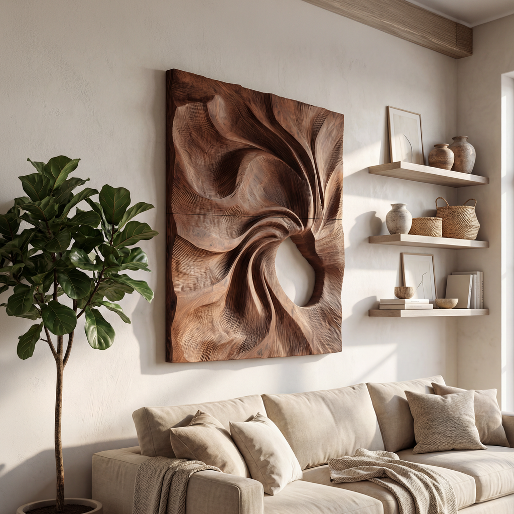 Contemporary Abstract Relief Wall Decor Panel For Home Office