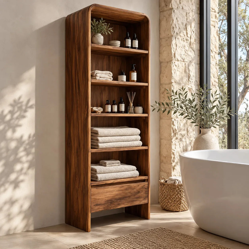 Contemporary Bathroom Cabinet With Rounded Edges For Bathroom