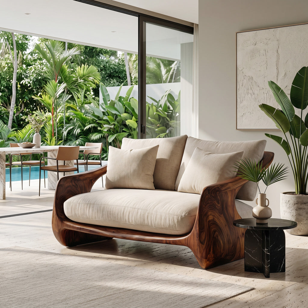 Contemporary Natural Wood Sofa For Modern Minimalist Home