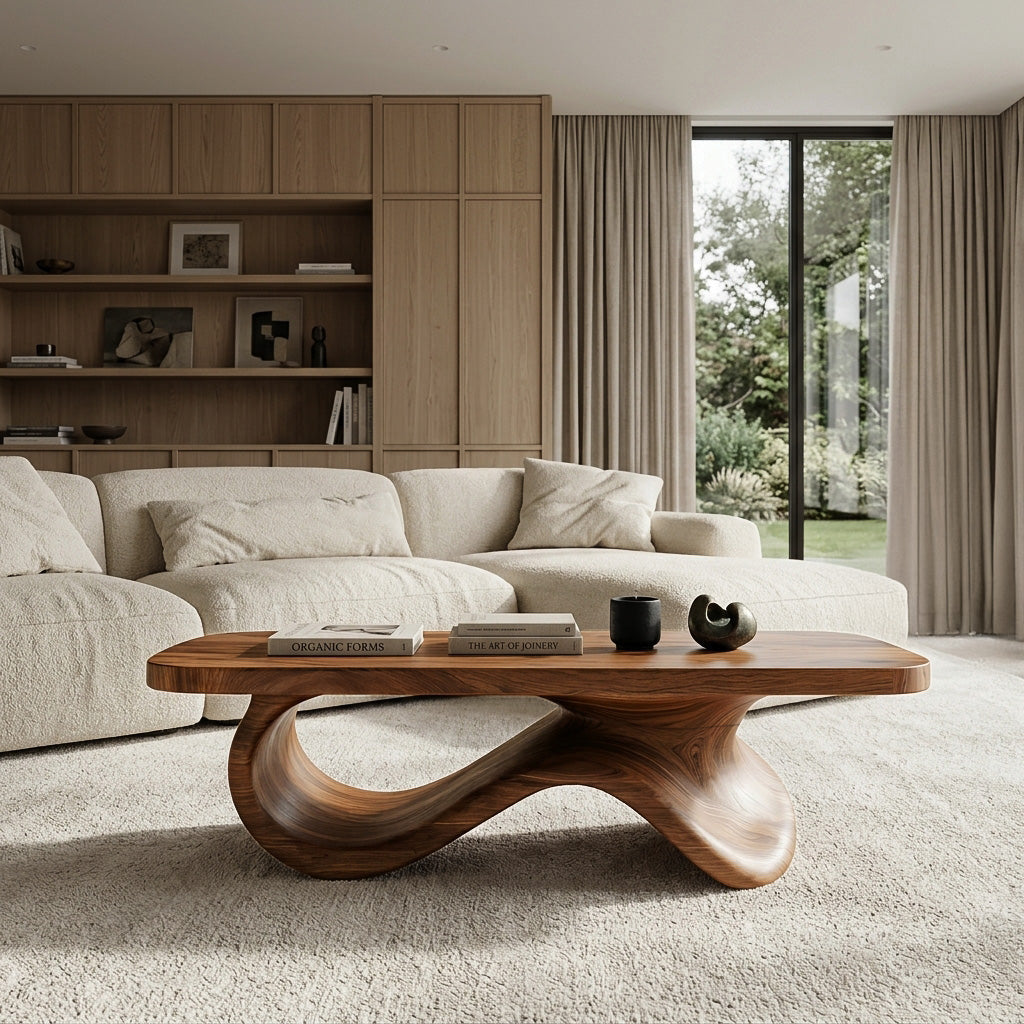 Contemporary Coffee Table With Sculptural Base For Living Room