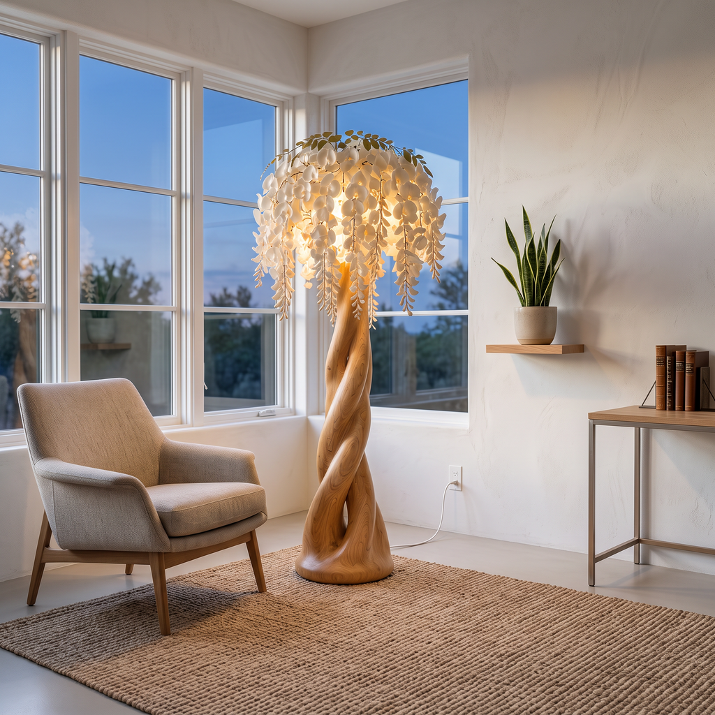 Contemporary Botanical Floor Lamp With Cascading Petal Shade For Living Room - view 3
