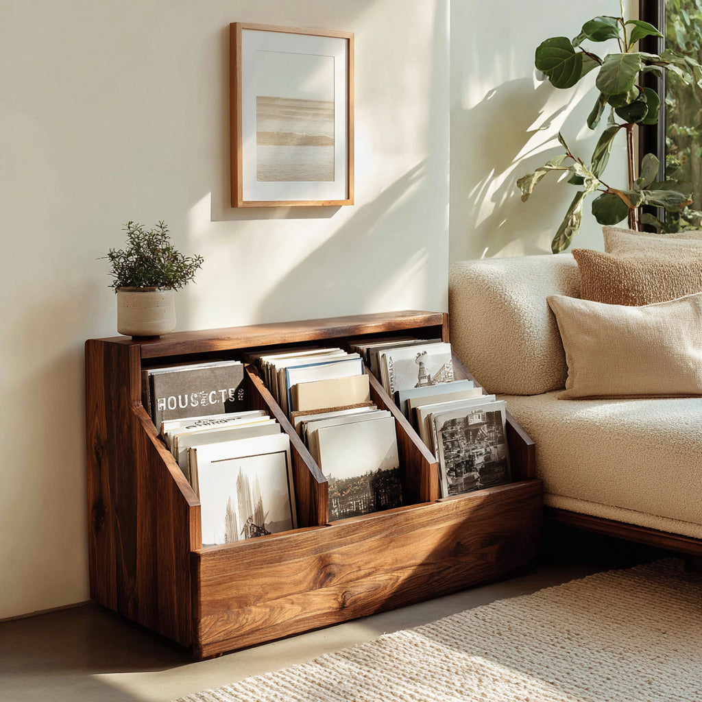 Contemporary Angled Pocket Magazine Rack For Living Room
