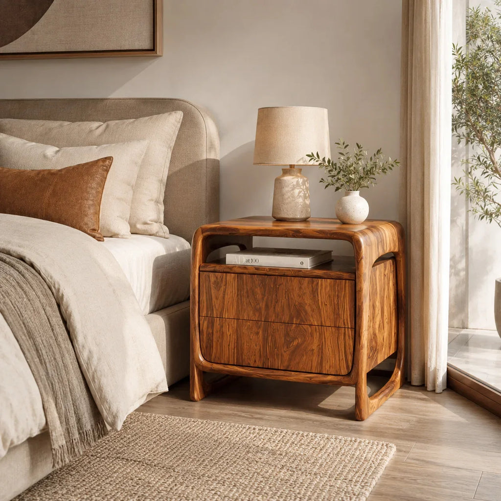 Contemporary Sculptural Open Frame Nightstand For Bedroom