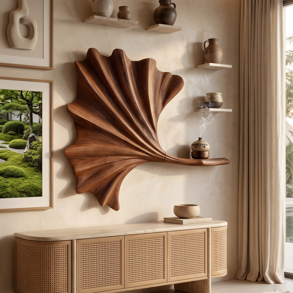 Contemporary Ginkgo Leaf Wall Shelf For Interior