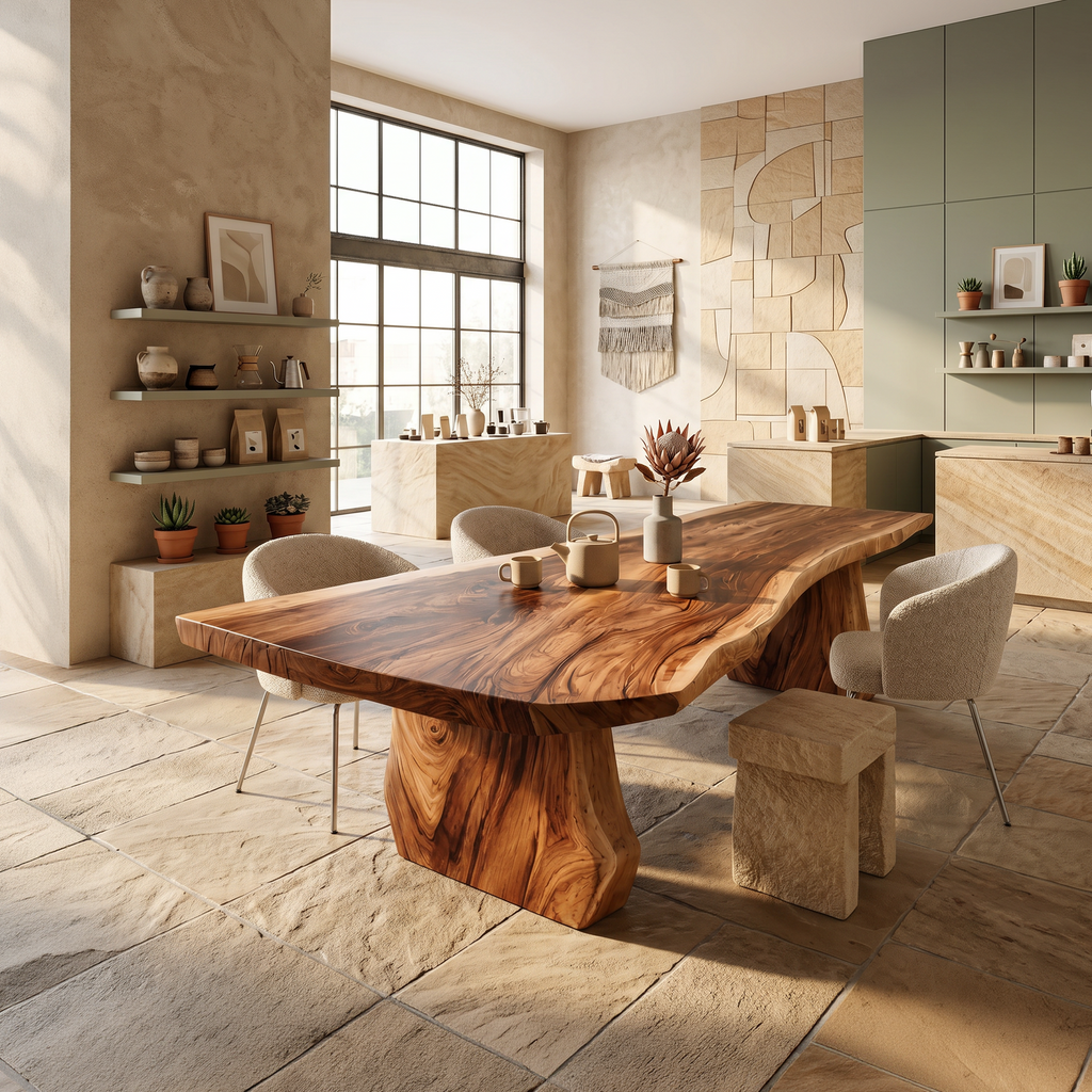 Contemporary Sculpted Base Dining Table For Modern Dining Interior