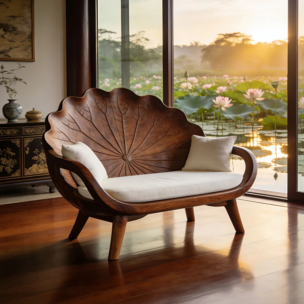 Contemporary Lotus Leaf Back Bench For Veranda Interior Area