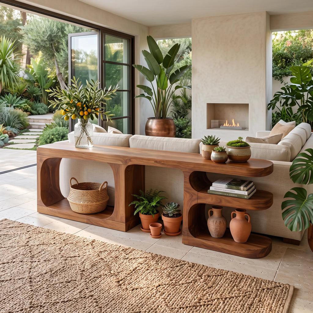 Contemporary Rounded Console Cabinet For Living Room
