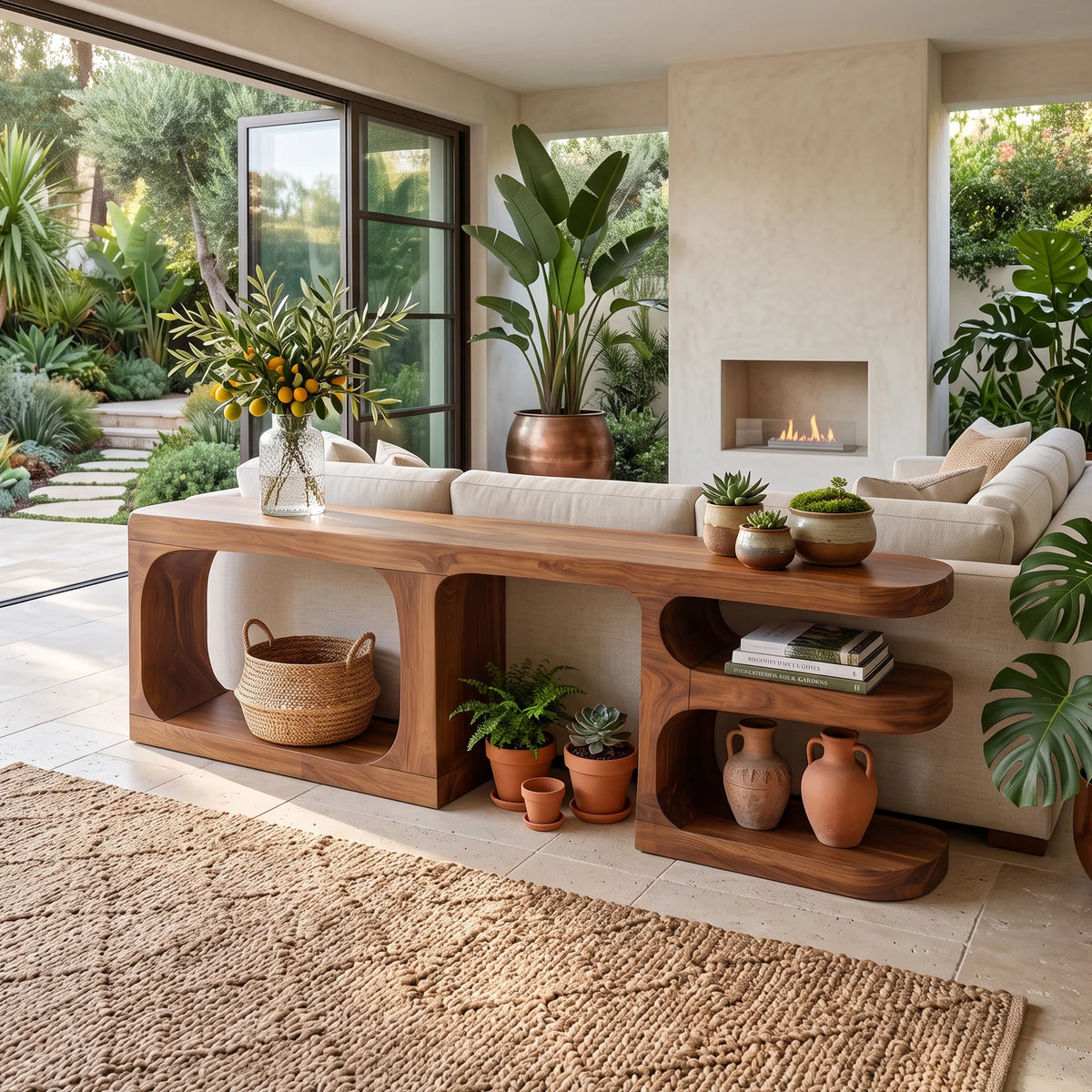 Contemporary Rounded Console Cabinet For Living Room