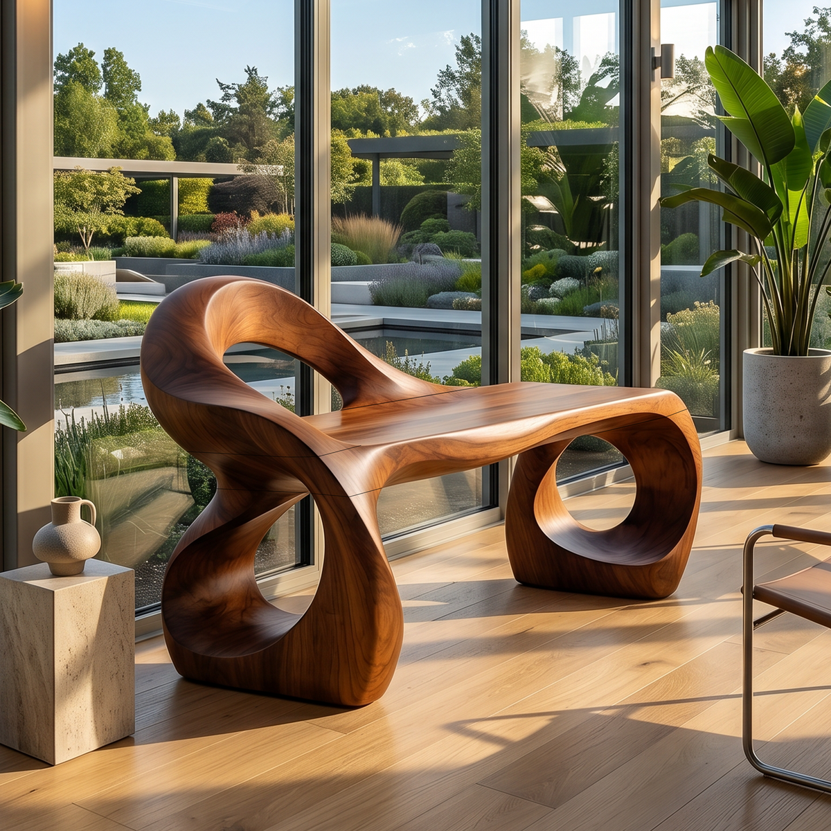 Contemporary Knot Form Bench For Hallway Interior Area