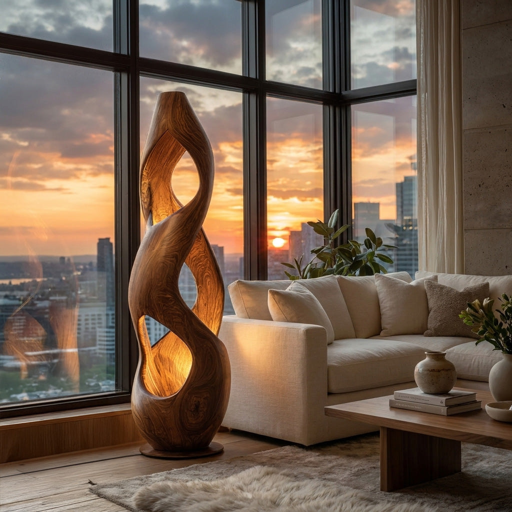Contemporary Twisted Floor Lamp With Sculptural Hollow For Living Room - view 3