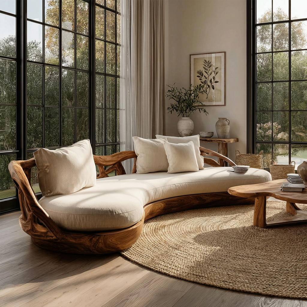 Contemporary Organic Sofa Solid Wood Frame Smooth Curved Design Living Room And Lounge - view 3
