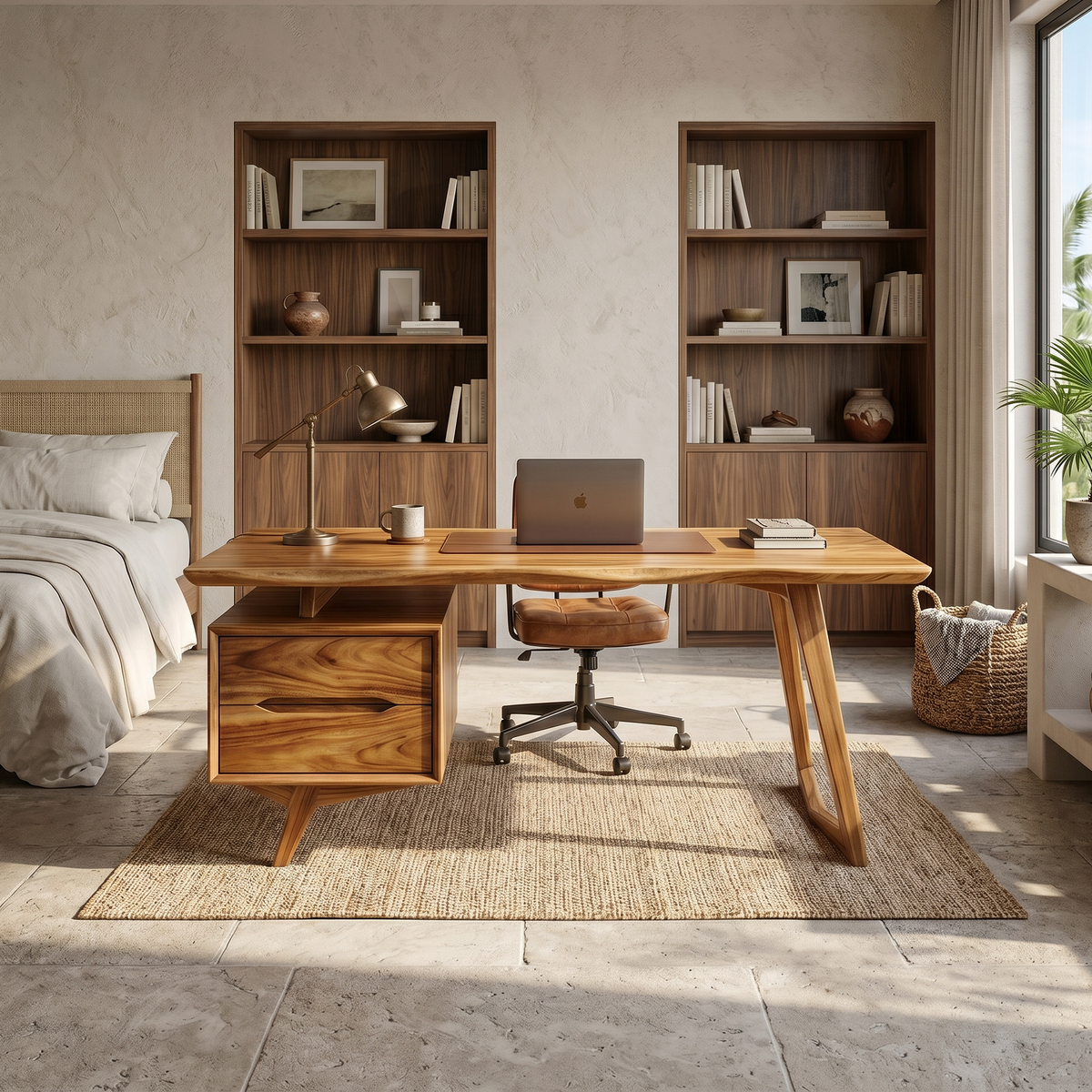 Contemporary Dual Pedestal Executive Desk Luxury Office