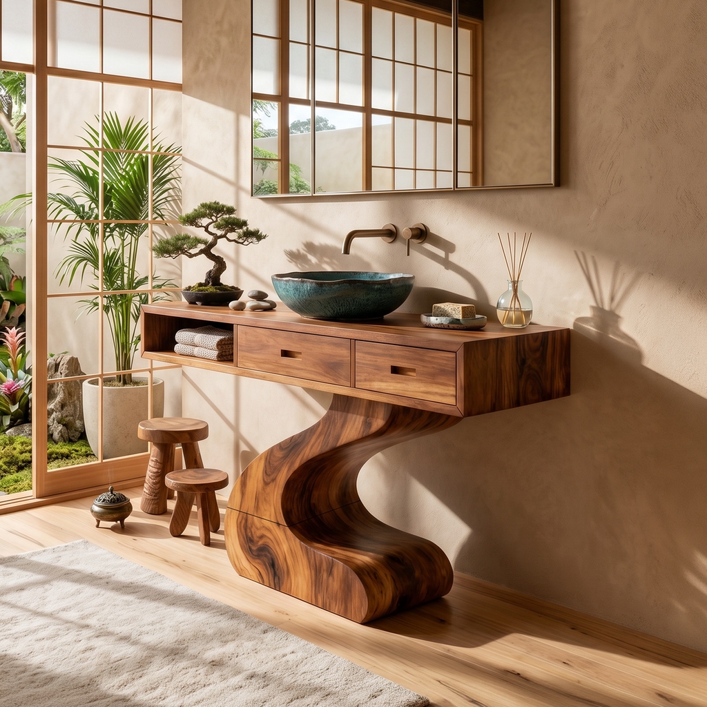 Contemporary Sculpted Vanity For Modern Bathroom Interior