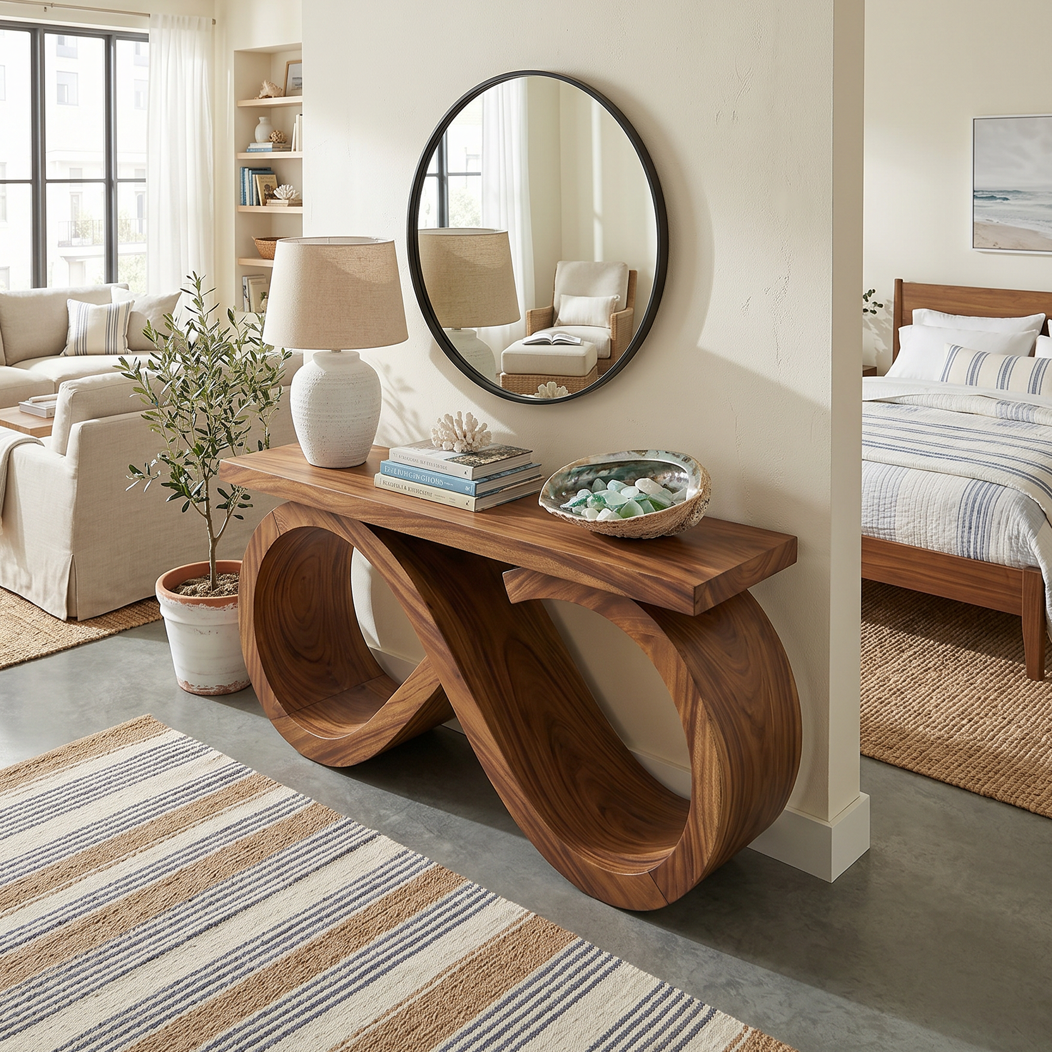 Contemporary Infinity Loop Console Table Modern Hallway