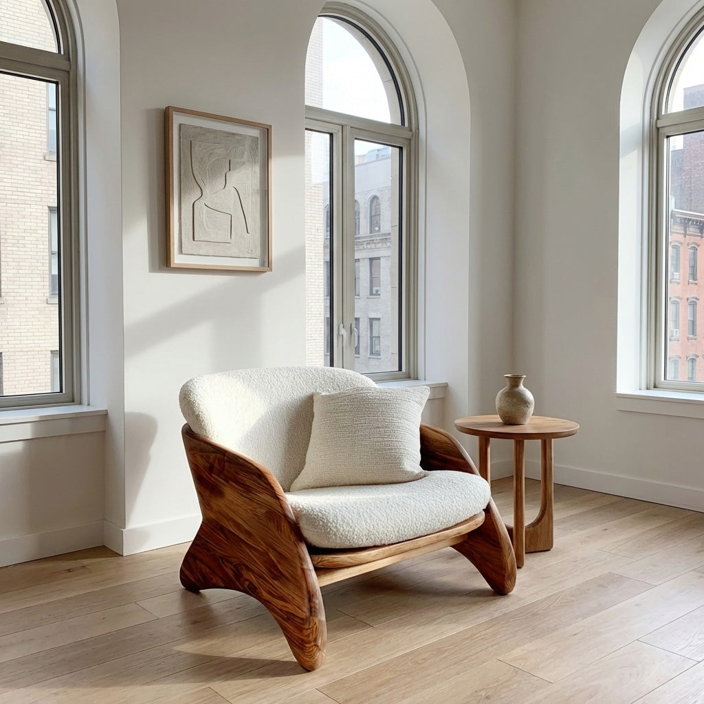 Contemporary Natural Wood Chair For Living Room Decor
