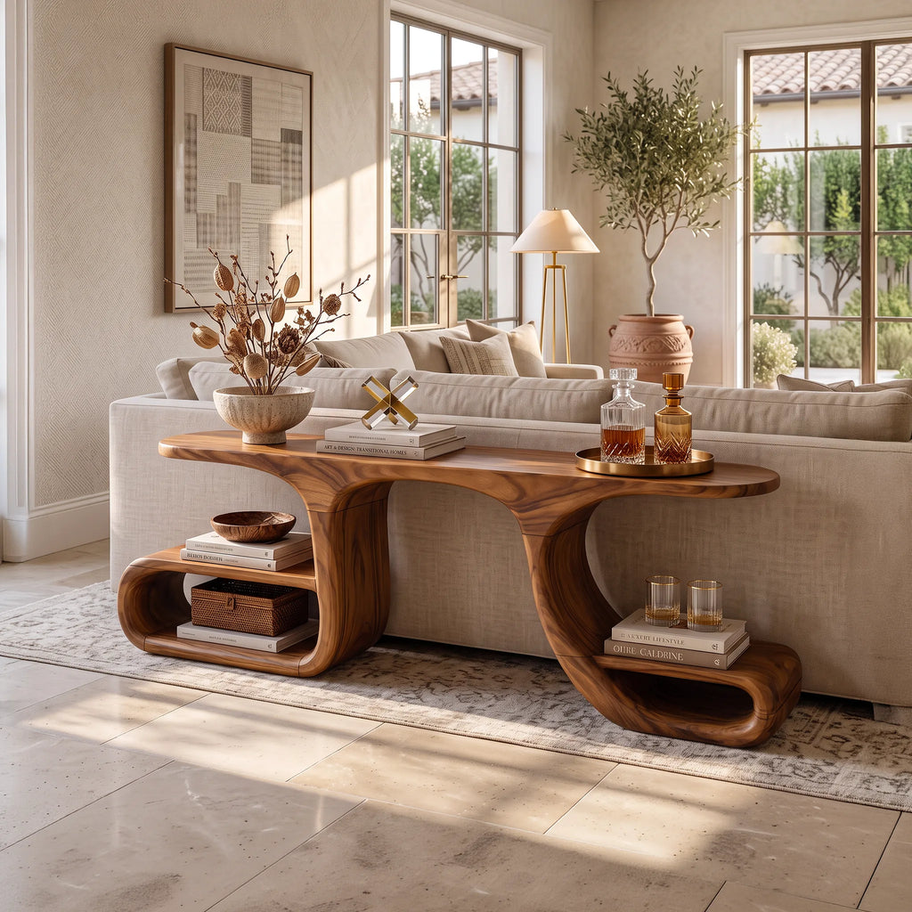 Contemporary Flowing Console Table For Modern Living Space
