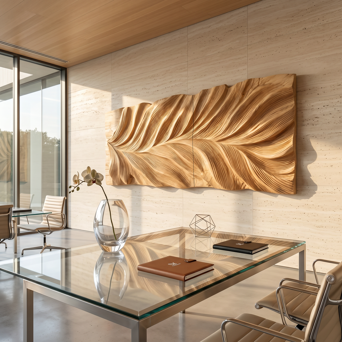 Botanical Wall Art With Leaf Relief For Office