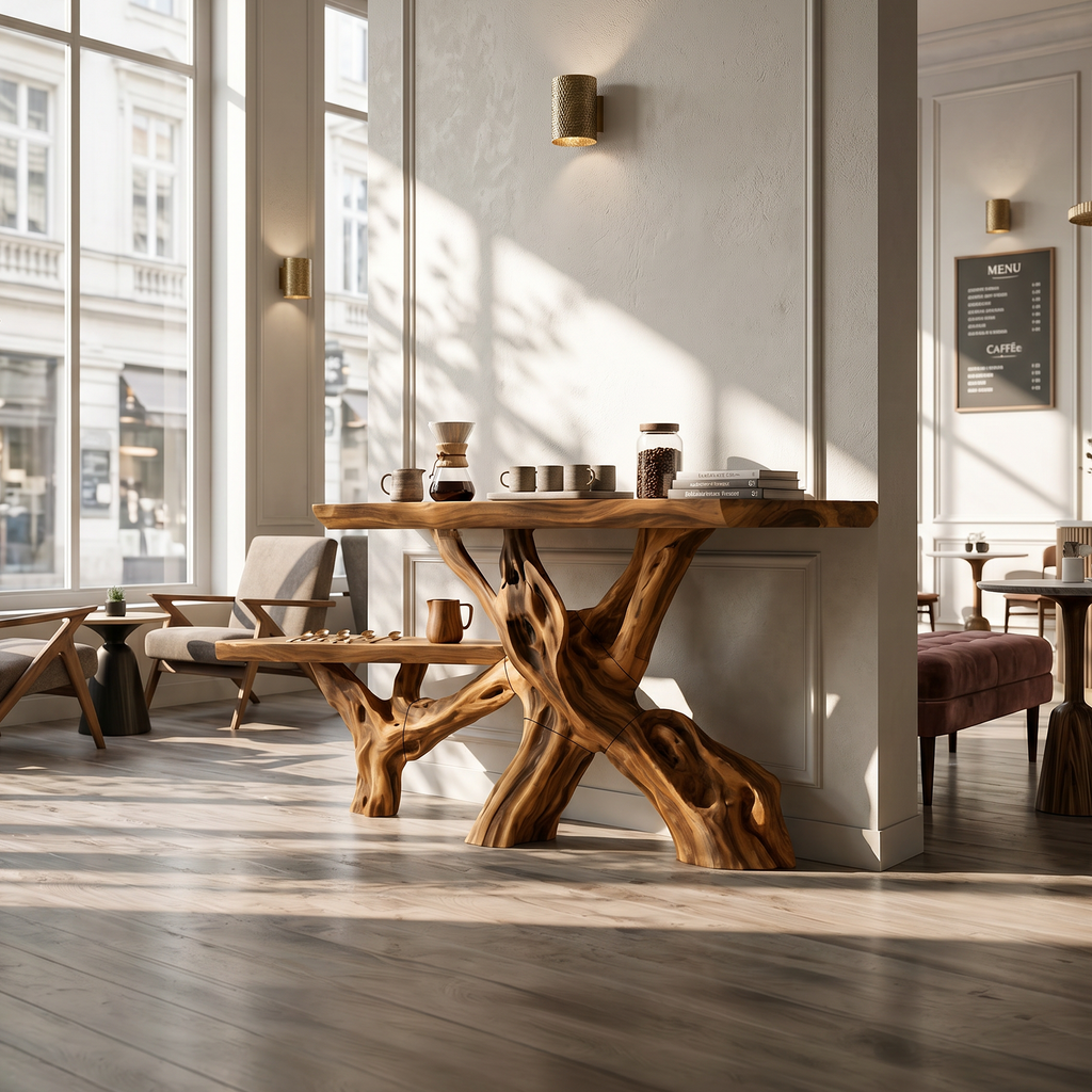Classic Organic Wood Sofa Table For Living Room Styling
