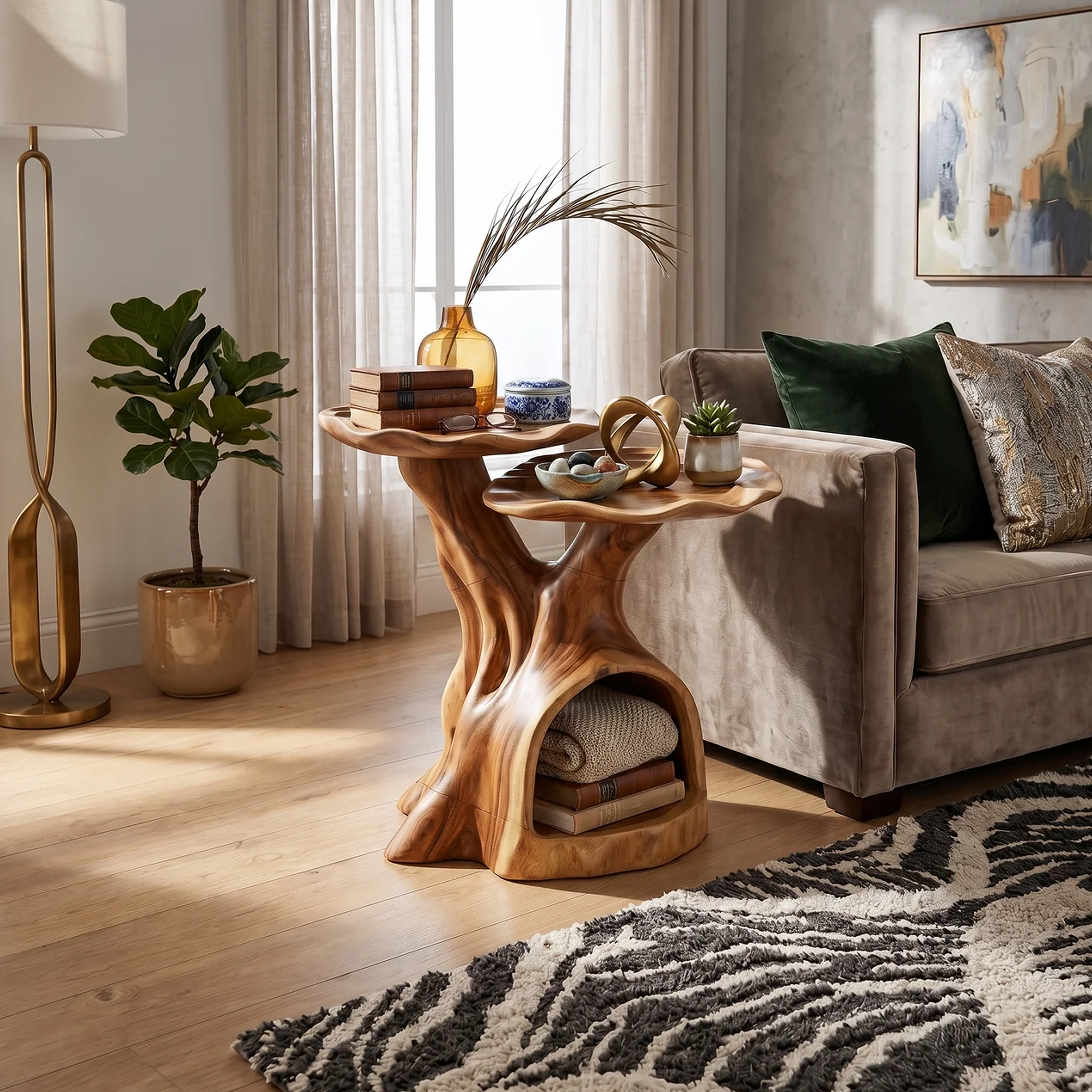 Contemporary Dual Tier Side Table Designer Residence