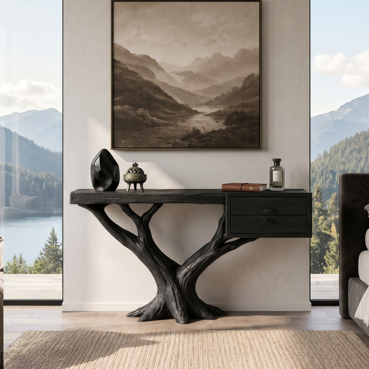 Contemporary Floating Tree Console Table Modern Hallway
