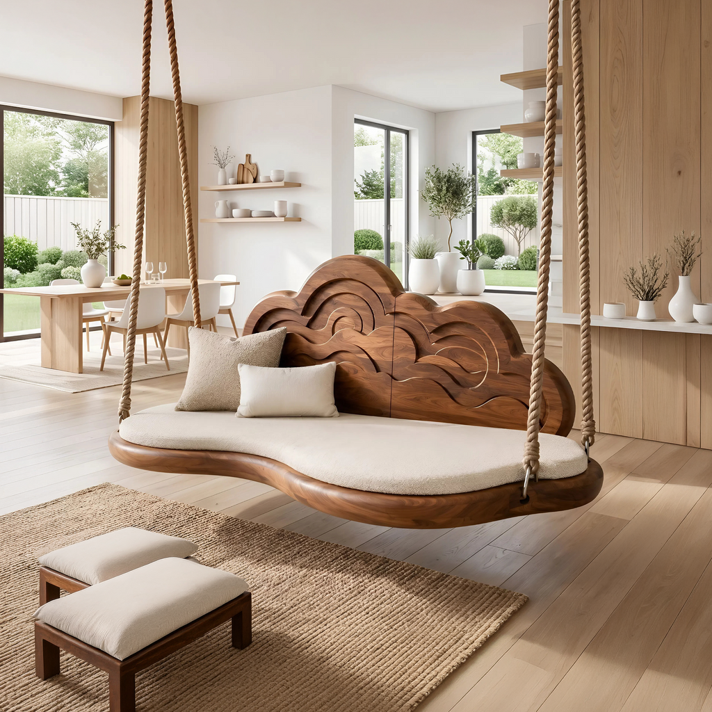 Contemporary Organic Back Indoor Swing Resort Lounge Interior
