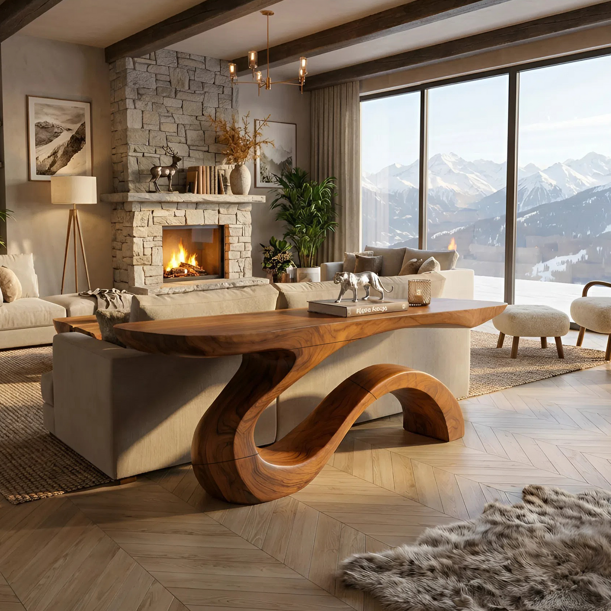 Contemporary Organic Accent Table For Open Living Space