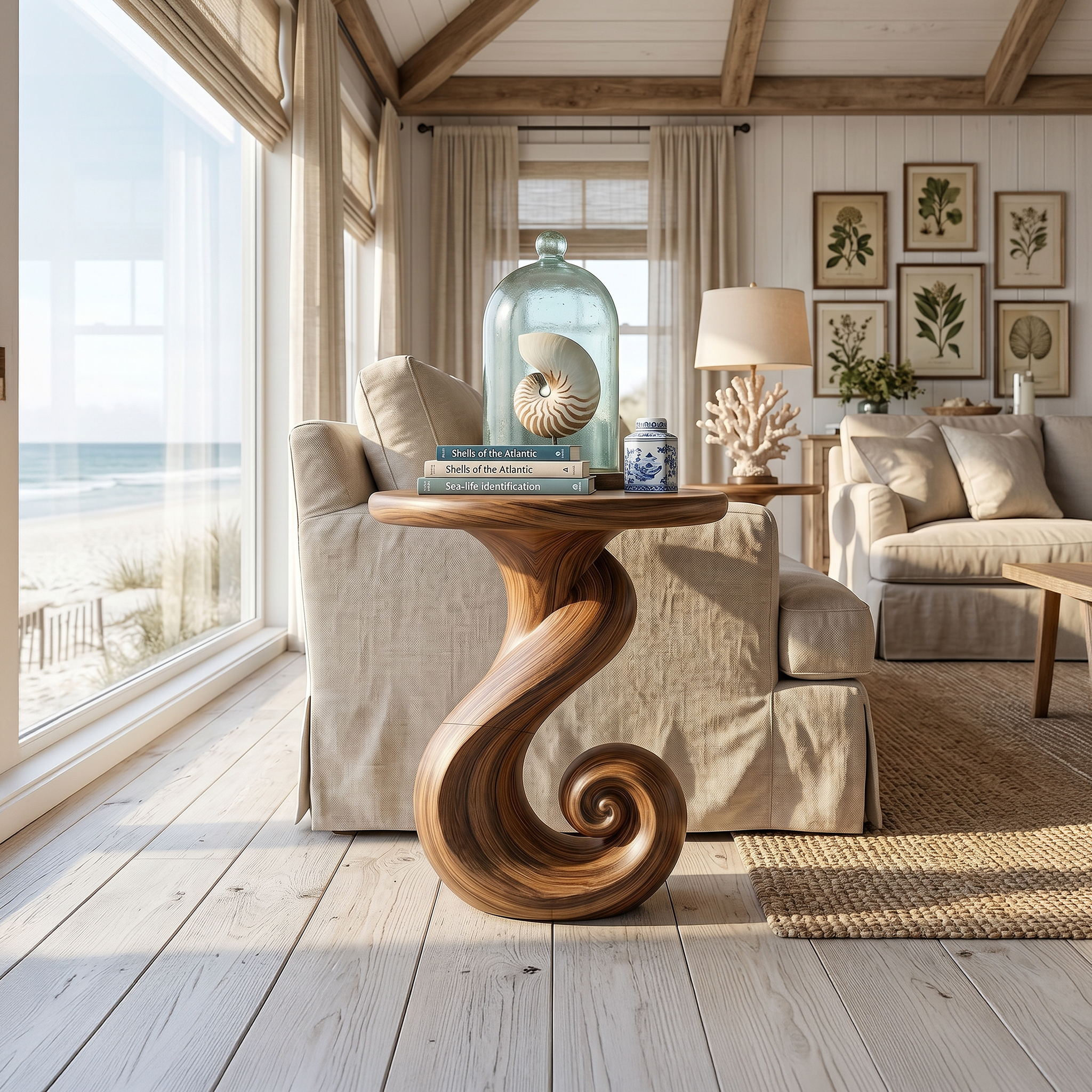 Coastal Spiral Accent Table Beachfront Cottage
