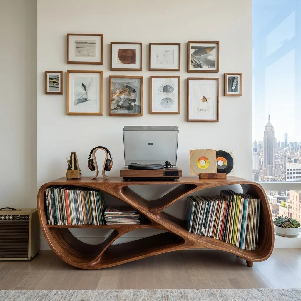 Contemporary Wooden Record Player Console For Living Room - view 3